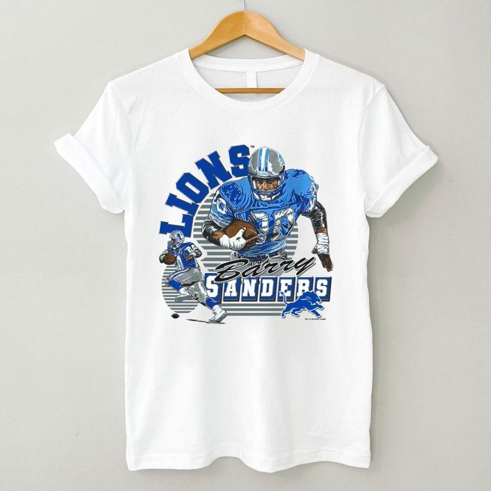 1994 Barry Sanders Detroit Lions League Crewneck White Tee, Design Tshirt